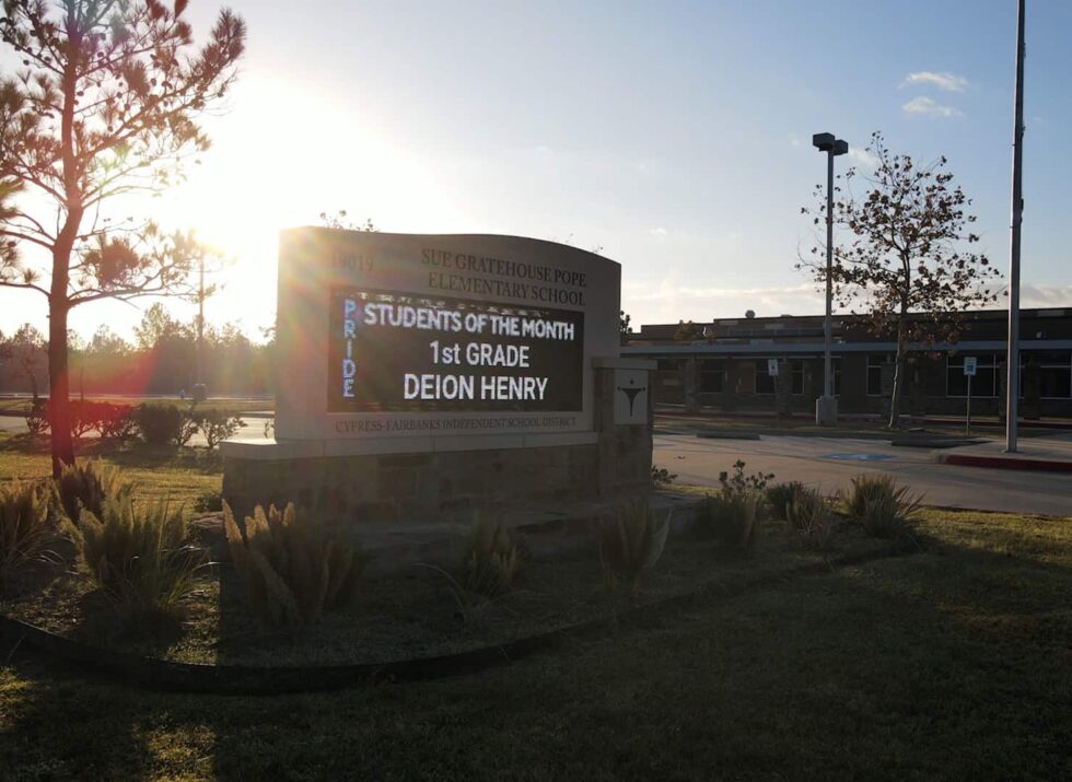 Pope Elementary, CyFair ISD • LED Partners Digital Displays Sign Company