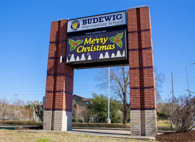 Budewig Intermediate, Alief ISD • LED Partners Digital Displays Sign Company