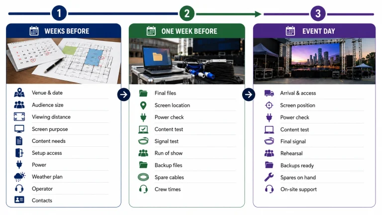 LED screen rental planning timeline before event day